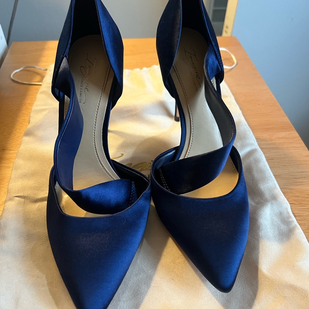 Elegant Blue Satin Women's Heels